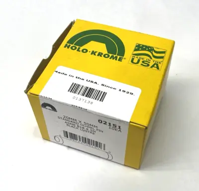 New | in-Stock HOLO-KROME 20mm x 50mm Standard Dowel Pin ASME B18.8.5M BOX OF 10 Pins Michigan US | Maverick Industrial Sales #1391675