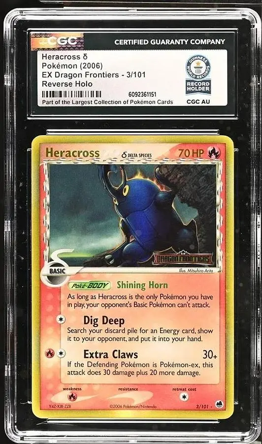 2006 POKEMON EX DRAGON FRONTIERS #3 HERACROSS-REVERSE FOIL CGC WORLD RECORD 1/1