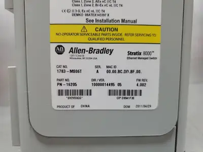Used Allen-Bradley 1783-MS06T Ser A Stratix 8000 Ethernet Switch Unit Network Switches South Carolina US | Palmetto Automation #1505576