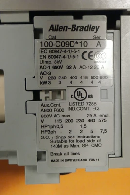 USED Allen-Bradley 140M-C2E-B10  SER B WITH 100-C09D*10 Ser A