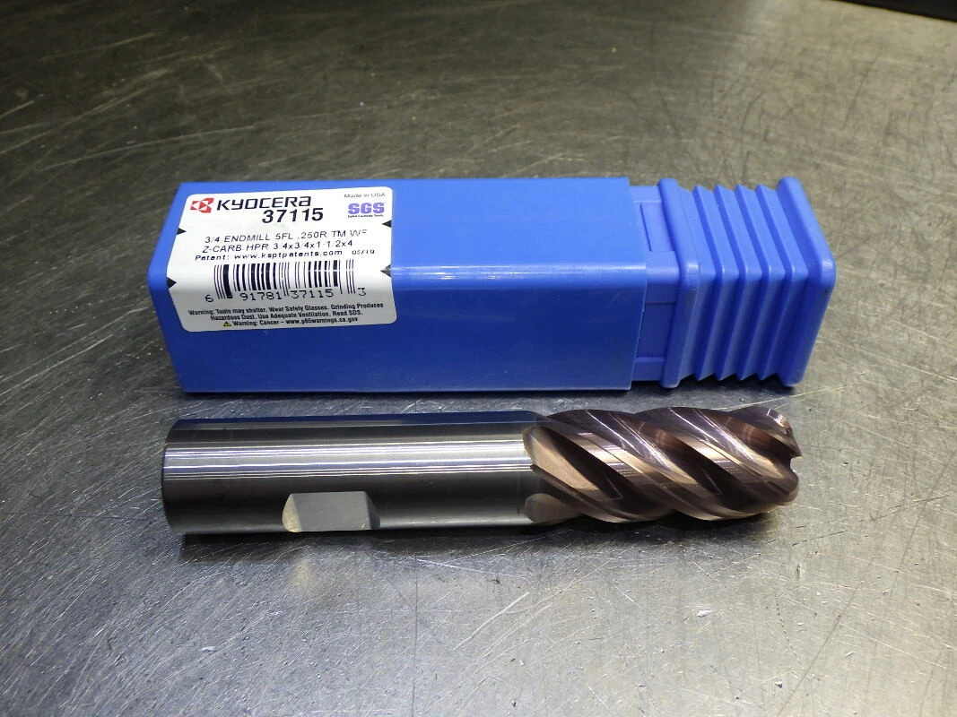 Kyocera / SGS 3/4" 5 Flute Carbide Cr Endmill 3/4" Shank .25 R  37115 (LOC2903C)