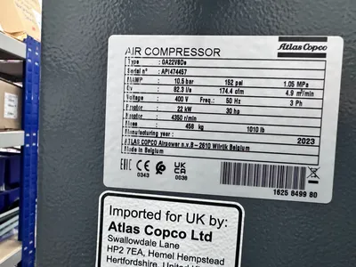 Used 2023 ATLAS COPCO GA22VSD Rotary Screw & Sliding Vane Air Compressors GB | Perry Equipment #1540298