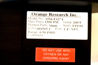 NEW ORANGE RESEARCH 1516-E1274 PRESSURE GAUGE 1516E1274