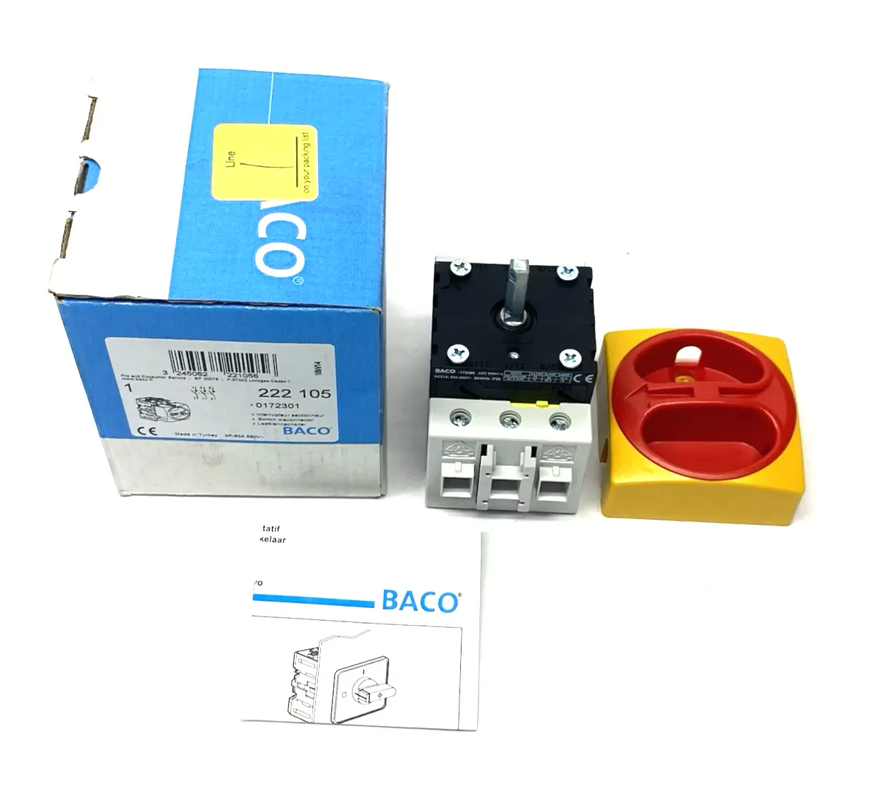 New | in-Stock BACO Emergency Disconnect Switch 4-Poles, 63A Current 222 105 Relays & Switches Michigan US | Maverick Industrial Sales #1400762