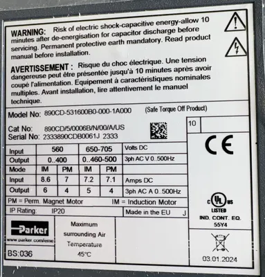 Parker 890CD-531600B0-000-1A00 General Purpose AC Drives | ESS Industrial Equipment Sales (9)