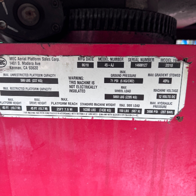 Used 2018 45-AJ MEC Articulating Boom Lifts Florida US | Stack Equipment #1418893