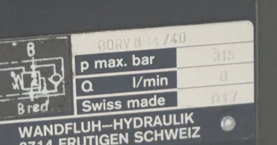 NEW WANDFLUH HYDRAULIK BDRV D34/40 VALVE BDRVD34/40
