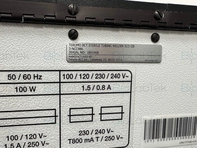 2018 Terumo BCT SCD IIB sterile tubing tube welder 3NCC986