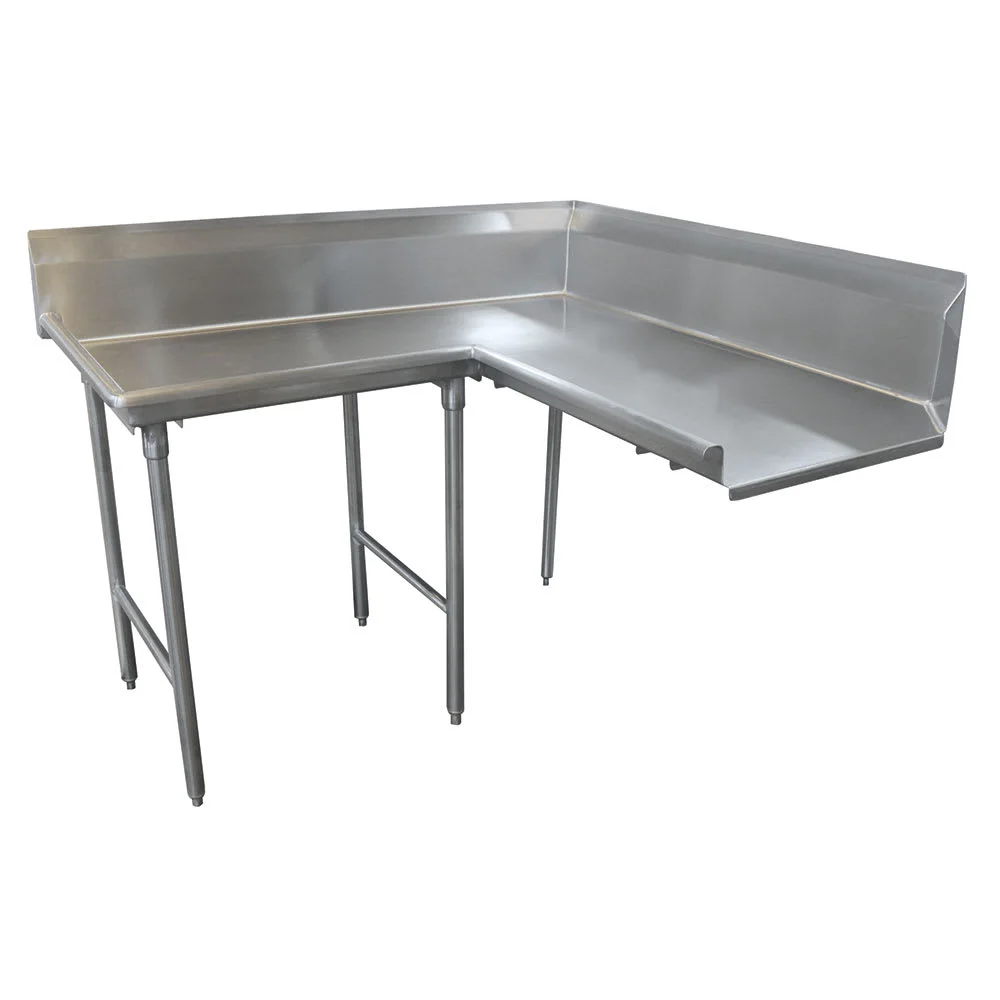 Advance Tabco DTC-K30-96L 95" Komer Clean Dishtable - L-Shape, Stainless Legs, R-L, 14 ga 304 Stainless