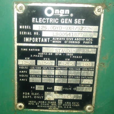 USED ONAN 125.0DYD-9XR