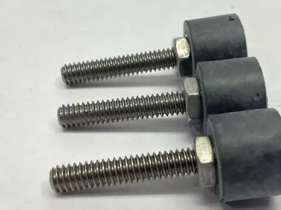 9546K561 | Threaded Bumper Steel Core Neoprene 1-1/4" Long 1/4"-20 Stud LOT OF 3 - New – Open box