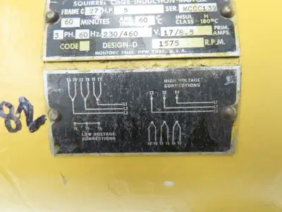 Shepard Niles C27 Squirrel Cage Crane Hoist AC Motor 5Hp 1575 RPM 230/460V 3PH