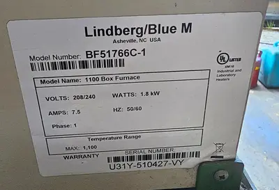 USED 2013 LINDBERG / BLUE M BF51766C-1