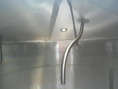 SPC9203  Tank 1900 gallon vertical tank, Stainless Steel, bottom & 1/3 up the side jacket, 3 hp bottom mounted agitator, dish