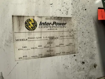 400 KW x 2 BAR INTER-POWER 3.0 POWER-LINK BILLIT INDUCTION HEATING SYSTEM, NEW 2007: YOBRO #27470