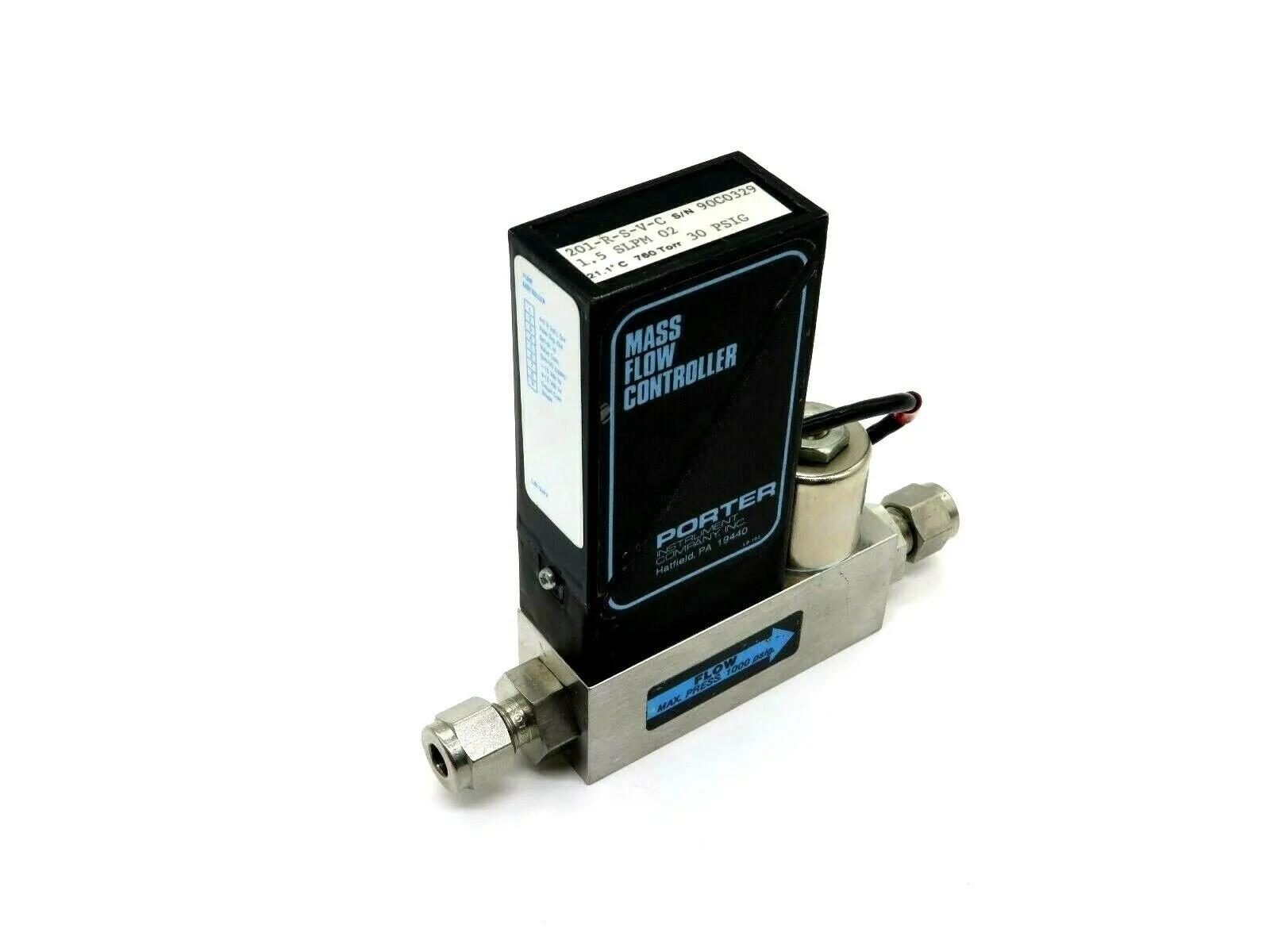 NEW PORTER 201-R-S-V-C MASS FLOW CONTROLLER 1.5SLPM 02 30 PSIG 201RSVC