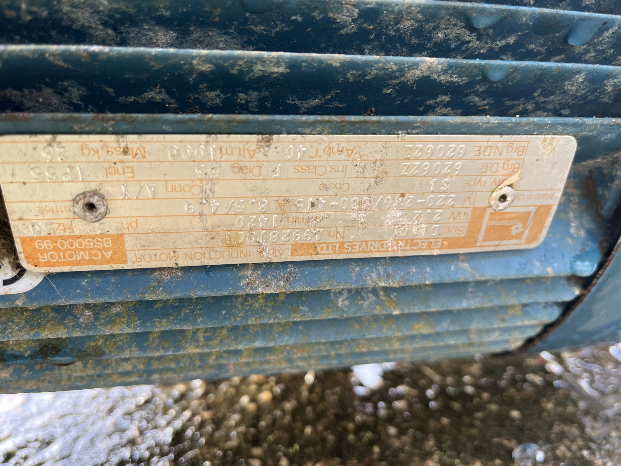 BPC M/S Auger Conveyor 140 mm dia x 2,850 mm long 2.2 kw