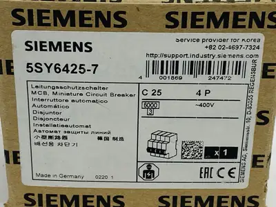 5SY6425-7 | Siemens  Miniature Circuit Breaker 4-Pole 25A 400V - New Other