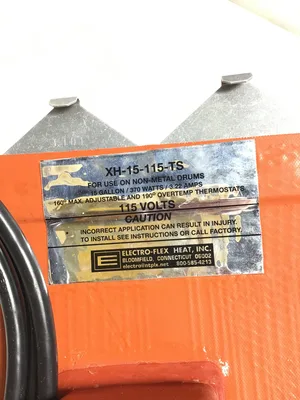 Electro-Flex XH-15-115-TS Drum/Pail Heaters 15Gallon 370Watts 3.22Amps 115Volts