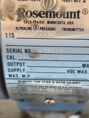 Used Rosemount 1151DR2F22B2 Test Equipment - Other Indiana US | J&J Industrial Supply #1260413