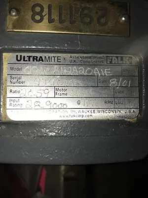 Falk Speed Reducer 10 Hp Ratio: 20.59:1