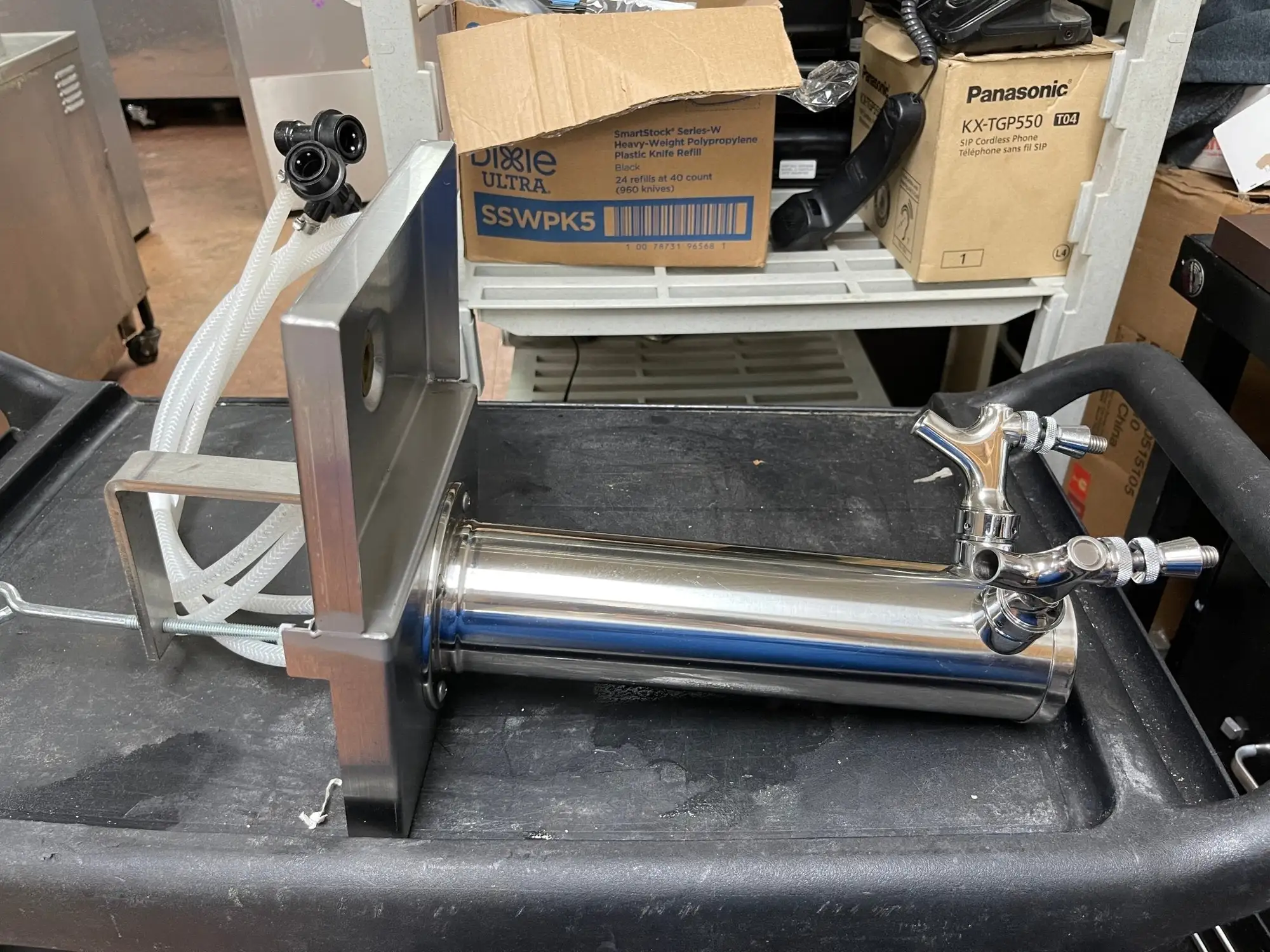 Used Krome Dispense Used Krome Dispense 3" Stainless Double Beer Tower Bar Tap w/ Clamp Base Beer Equipment Illinois US | Falcon Restaurant Supply #1376443