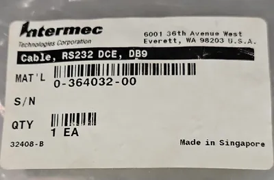 INTERMEC 0-364032-00 Cable RS232 DCE, DB9 Loc 5E-12