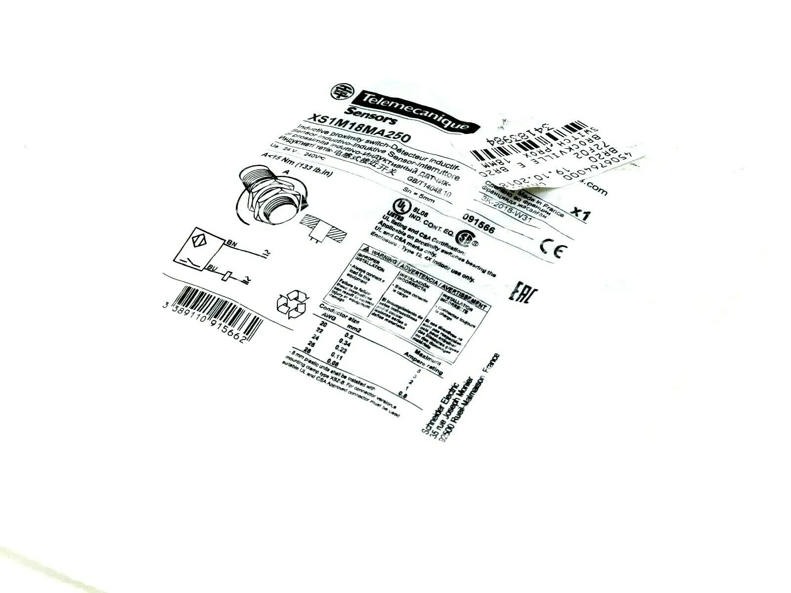 NEW TELEMECANIQUE SENSORS XS1-M18MA250 PROXIMITY SWITCH XS1M18MA250