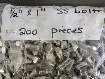 1/2" x 1" Stainless Steel Hex Bolt S31600 (Bag of 200/Qty)