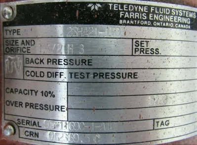 NEW TELEDYNE FARRIS 26HA21-170 RELIEF VALVE 26HA21170