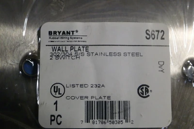 NEW Bryant 2-Gang Toggle Device Switch Wallplate