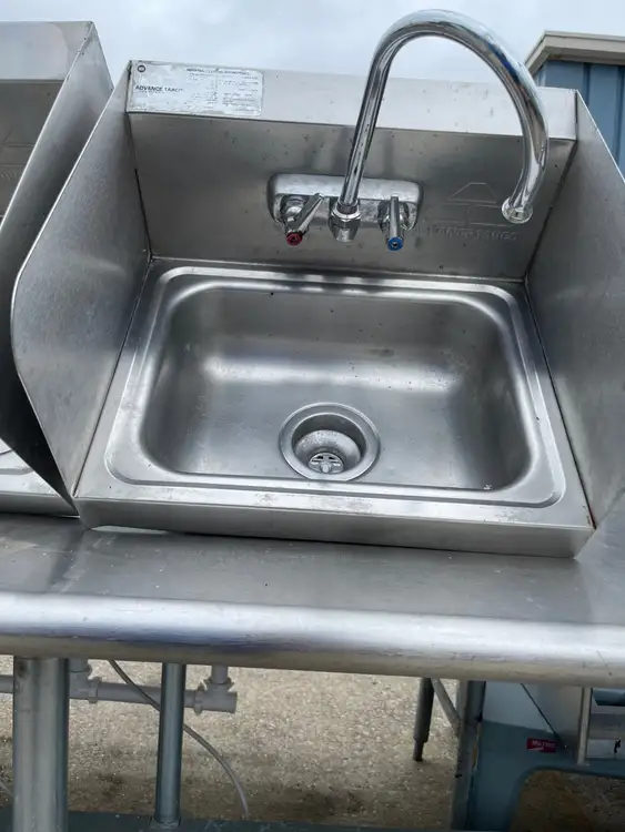 Used Advance Tabco Used Advance Tabco Wall Mounted Stainless Hand Washing Sink - SS7 Hand Washing and Sanitizing Illinois US | Falcon Restaurant Supply #1376195