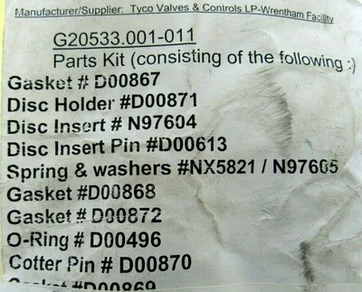 NEW CROSBY VALVE JMBL-81-M-SP VALVE REPAIR KIT G20533.001-011 JMBL81MSP