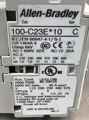 Allen Bradley Contactor 100-C23E*10 /C 24VDC Coil 4D-30