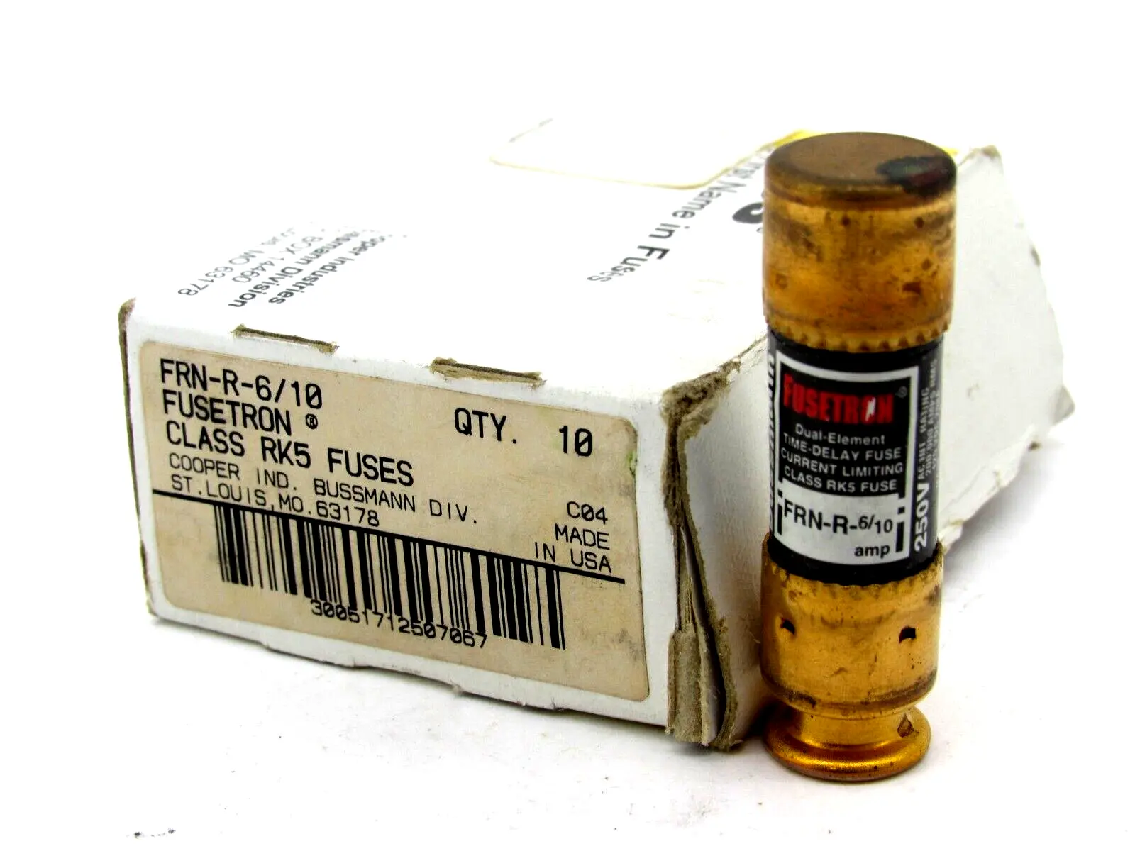 NEW LOT OF 10 BUSSMANN FRN-R-6/10 FUSES FRNR610