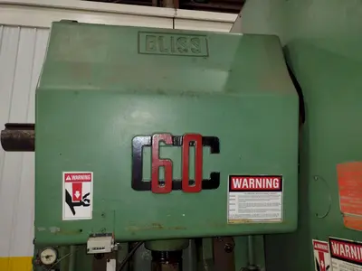 60 TON BLISS MODEL #C-60 OBI FLYWHEEL STAMPING PUNCH PRESS 4" STROKE: STOCK #23467