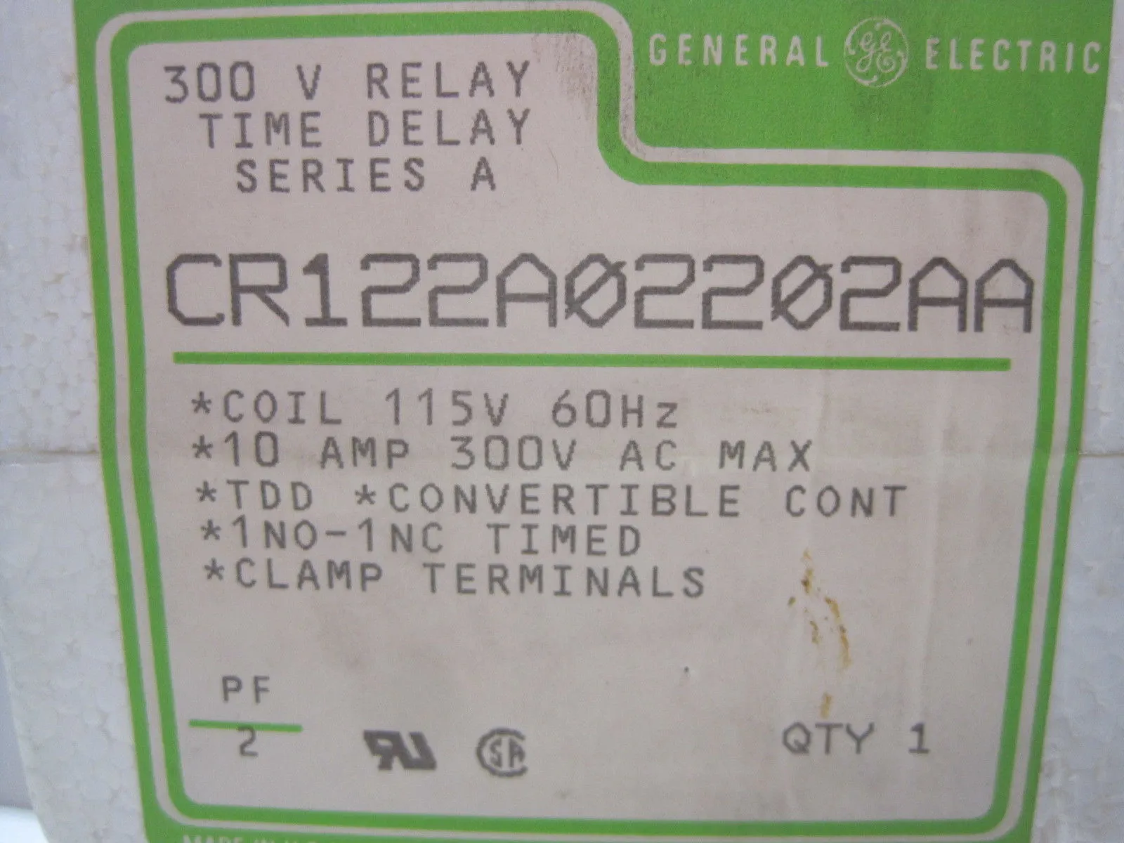 NEW GENERAL ELECTRIC CR122A02202AA RELAY