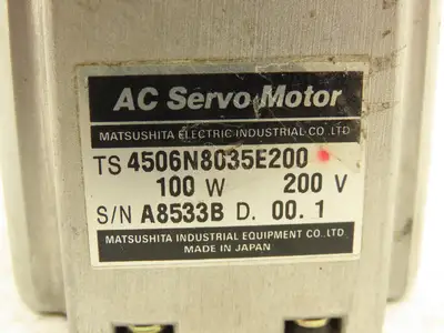Matsushita TS 4506N8035E200 AC Servo Motor 100W 200V With Encoder 10mm Shaft