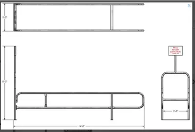14-0068 Single Wide Shopping Cart Corral