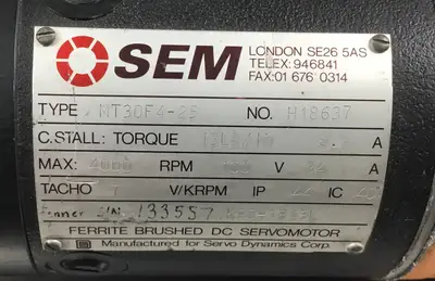Used SEM MT30F4-25 Servo Motors | Palmetto Automation #1154835