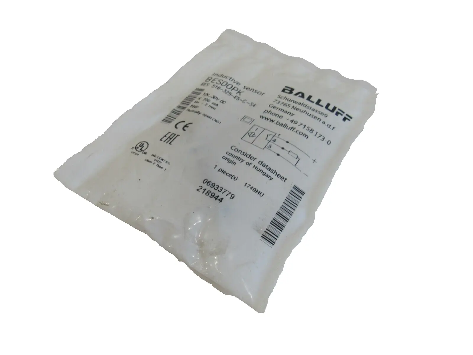 NEW BALLUFF BES 516-325-E5-C-S4 INDUCTIVE SENSOR BES00PK BES516325E5CS4