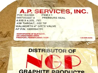 10497003507 | NGP  Pressure Seal 4.930" O.D 4.335" I.D 0.780" H Walworth 4" Valve - New Other