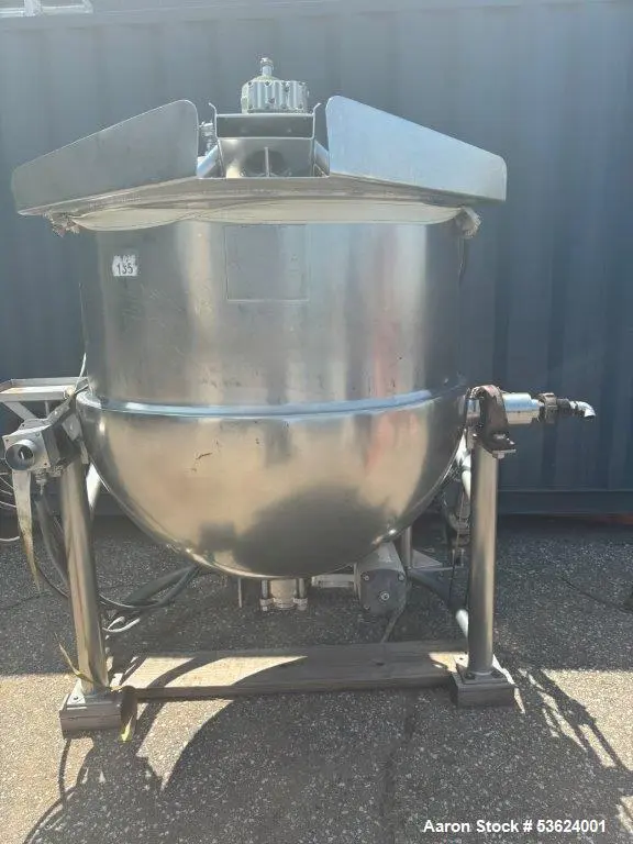 Used Hamilton Style CW 150-Gallon Tilting Kettle – 316 Stainless Steel, Jacketed