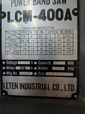 16" LETEN MODEL #PLCM-400A VERTICAL BANDSAW: YOBRO #24954