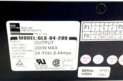 NEW SOLA GLS-04-200 POWER SUPPLY GLS04200