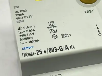 FRCMM-25/4/003-G/A-NA,167107 | Eaton FRCMM-25/4/003-G/A-NA Residual Current Circuit Breaker 4P 25A 30mA 167107 - Used
