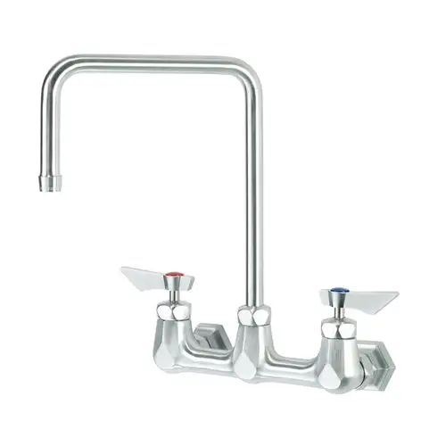 Krowne DX-802 Wall Mount Faucet w/ 8 1/2" Double Bend Gooseneck Spout - 8" Centers