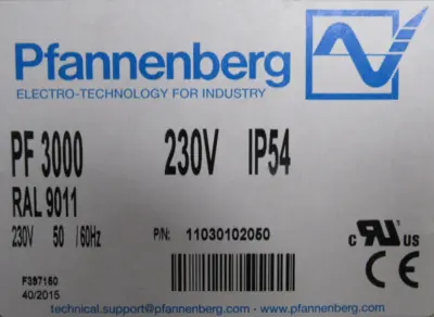 NEW PFANNENBERG PF3000 FILTER FAN 11030102050 230V