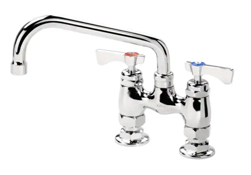 Krowne 15-408L-W-E4 Raised Deck Mount Faucet w/ 8" Swing Spout & VR Wrist Action Handles - 4" Centers, 1.5 GPM