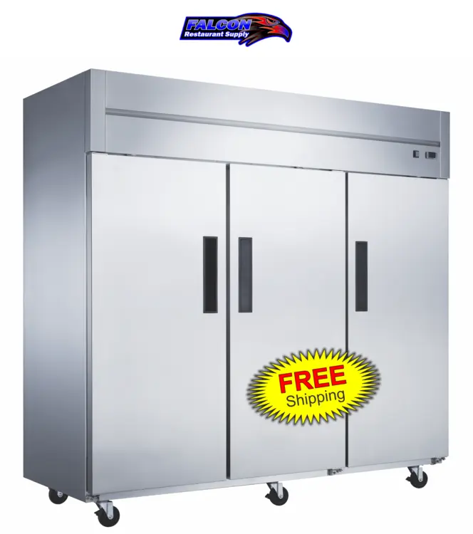 New | in-Stock Dukers New Dukers D83AR Stainless Steel Commercial Solid 3-Door Top Mount Reach-in Refrigerator Refrigerators Illinois US | Falcon Restaurant Supply #1376322